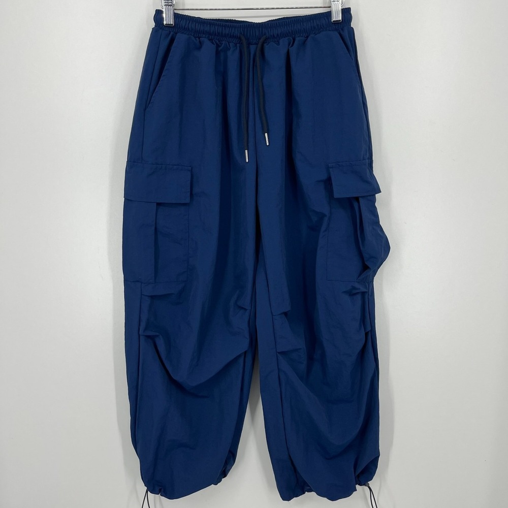 Dazy Cargo Pants Women's Size M Navy Blue Drawstring Solid Stretch